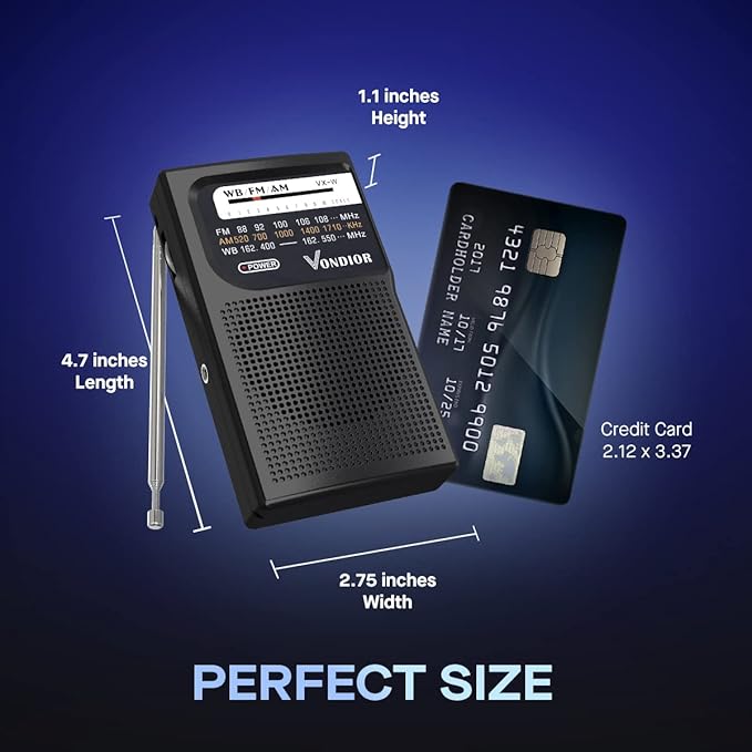 Vondior Portable NOAA Weather Radio, Battery Operated Emergency NOAA/AM/FM Radio - Image 5