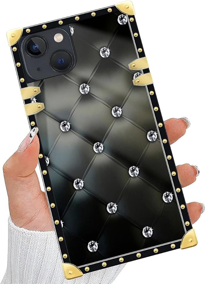 Compatible with iPhone 13 Case, Shiny Black Sofa Crystal Luxury Golden - Image 5