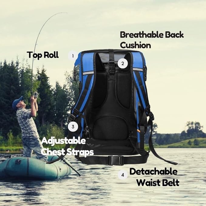 Waterproof Roll Top Kayak Dry Backpack, Floating Outdoor Dry Sack Boating - Image 3