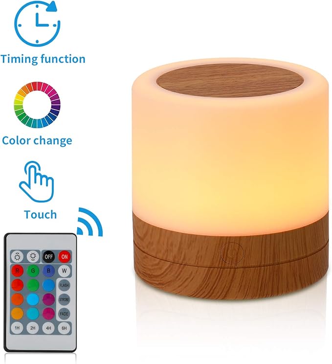 Nursery Night Light for Kids, USB Rechargeable Small Desk Lamp, 13 RGB Colors & - Image 3
