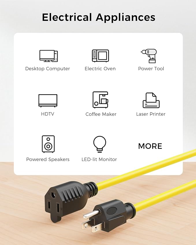 Cable Matters 2-Pack 16 AWG Heavy Duty 13A Power Extension Cord - 10ft - Image 5