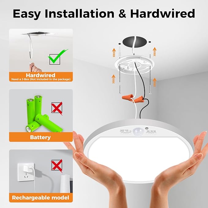 slochi 4Pack Motion Sensor Light Indoor Wired, 12 Inch 3000K/4000K/6500K Closet - Image 2