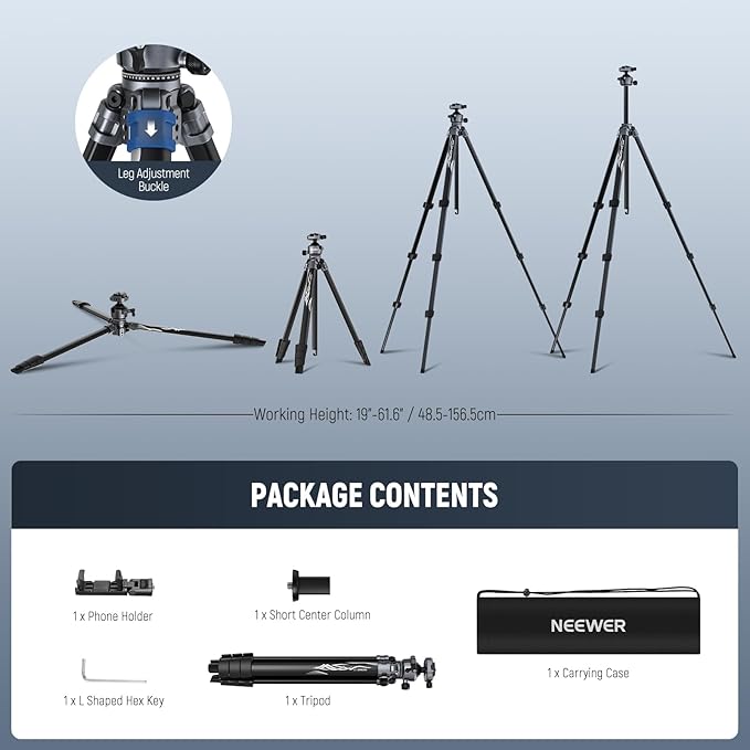 NEEWER LITETRIP LT07 61" Aluminum Travel Tripod - Image 8
