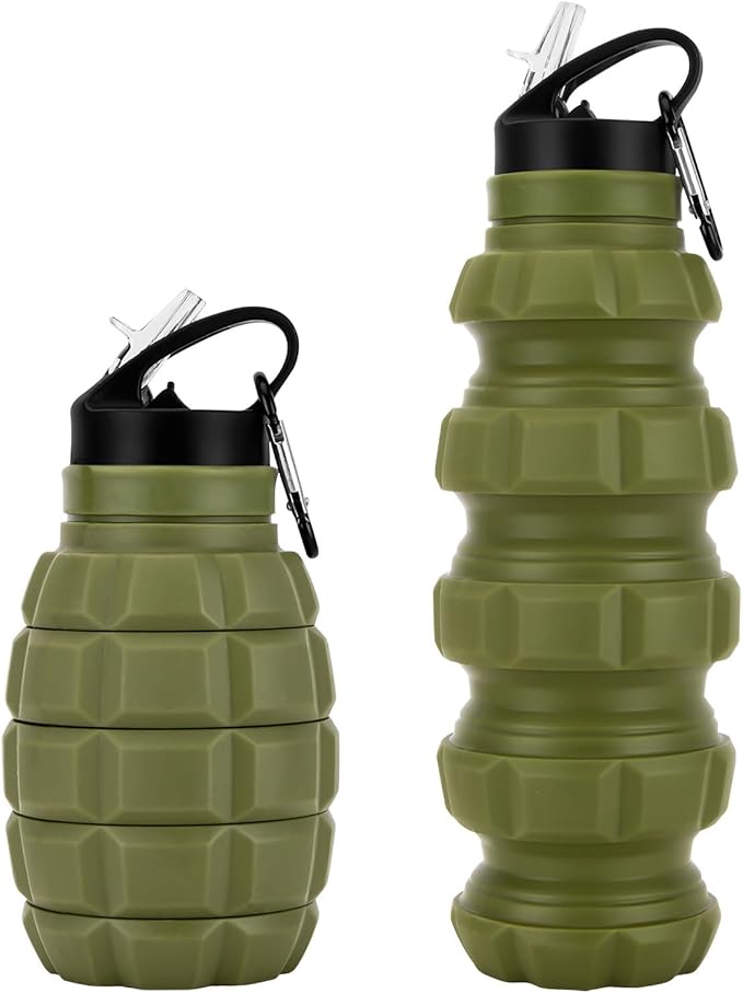 Collapsible Travel Water Bottle 19.6 oz, Reuseable Silicone Foldable Water by PenghaiYunfei