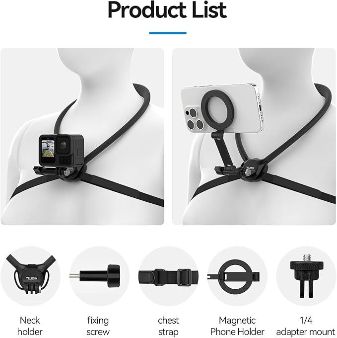 TELESIN Neck Mount Se 2.0 Combo Set, Magnetic Phone Holder - Image 8