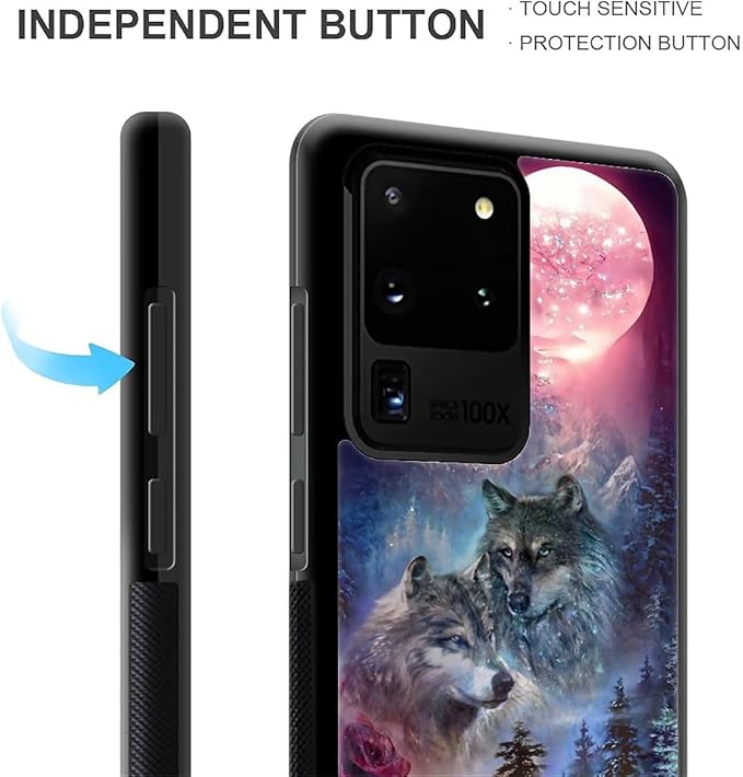 for Samsung Galaxy S20 Ultra Case, Star Two Wolfs Howling Pattern Graphic - Image 4