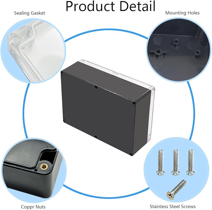 Project Box IP65 Waterproof Junction Box ABS Plastic Black Electrical Boxes DIY - Image 5