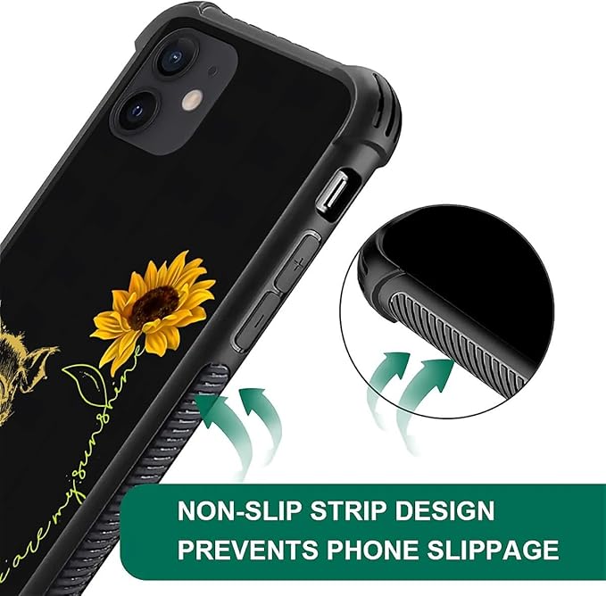 for iPhone 12 Mini Case, Pig Sunflower Yellow Sunshine Pattern Made of Soft - Image 4