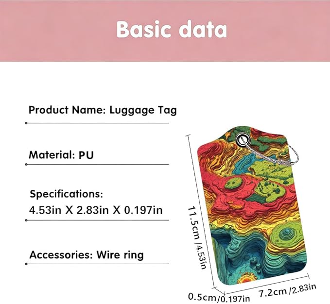 2Pcs Topographic Art Luggage Tags - Image 3