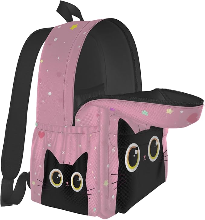 cfpolar 17 Inch Backpack Cute Cartoon Cats Laptop Bag Shoulder Bag School - Image 5