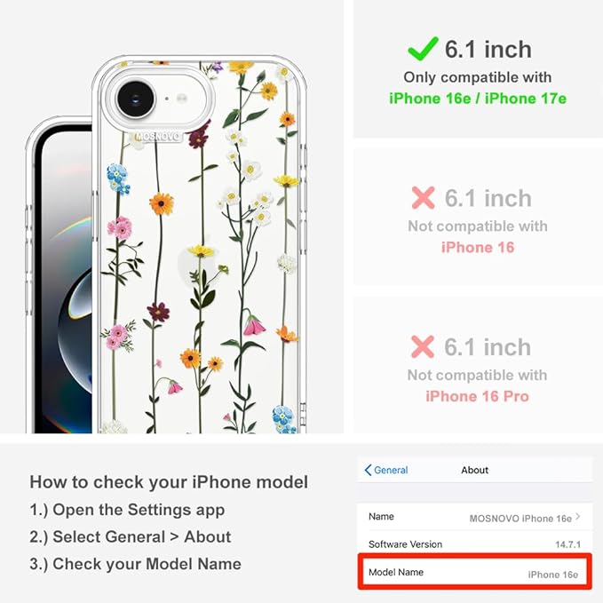 MOSNOVO for iPhone 17e Case/iPhone 16e Case, Shockproof Military-Grade - Image 2