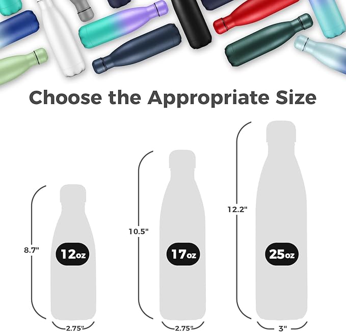 Volhoply 17oz Stainless Steel Water Bottles Bulk, Leakproof Insulated Metal - Image 2