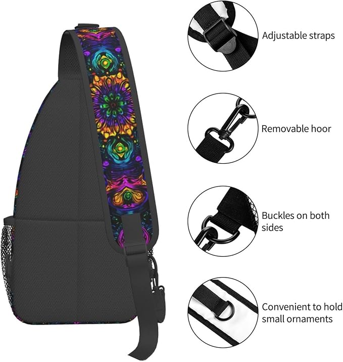 Psychadelic Trippy Art Sling Bag Crossbody Travel Hiking Chest Backpack - Image 5