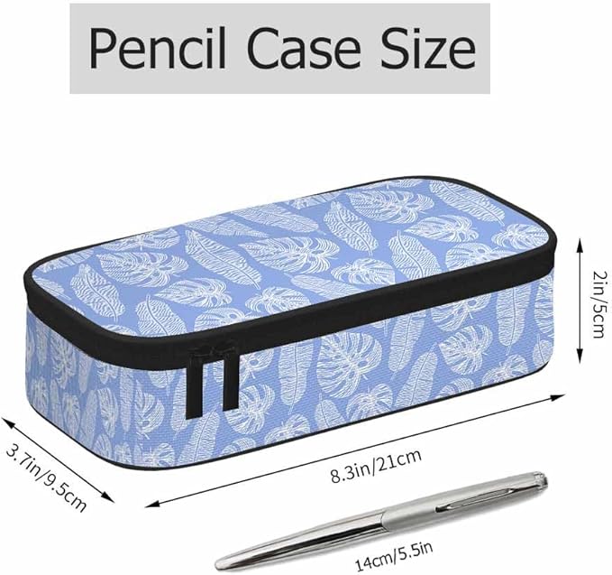 Blue Leaves Pencil Case Tropical Palm Summer Nature Tree Exotic Pencil Bag Pen - Image 2