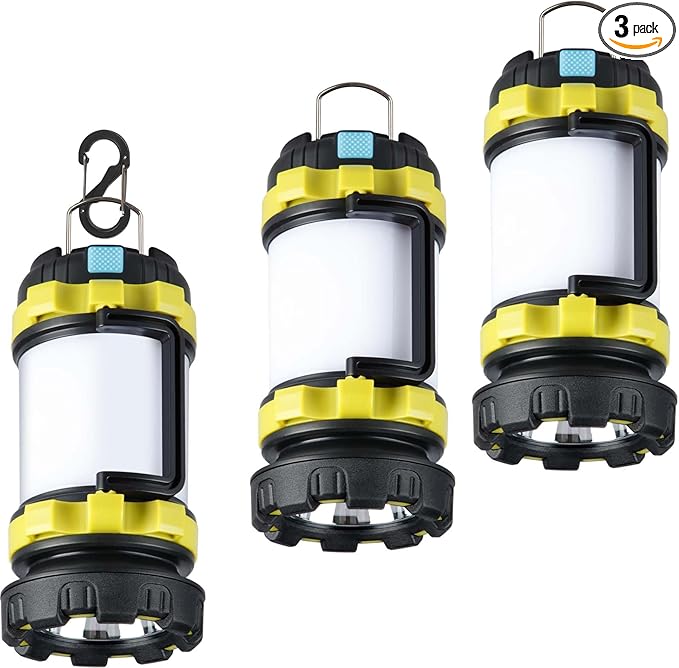 BOBKID 3 Pack Camping Lantern, Outdoor LED Camping Light, Rechargeable by AWonderfulOutdoorExperience