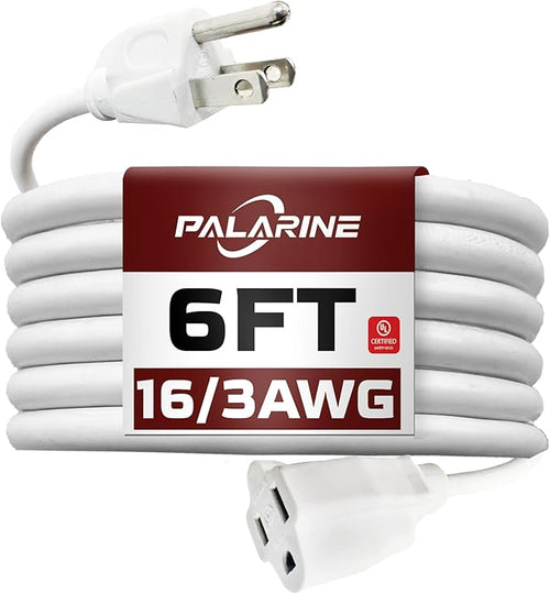 6ft White Outdoor Extension Cord Waterproof, UL Listed, 16/3 SJTW Heavy Duty 3 by PALARINE