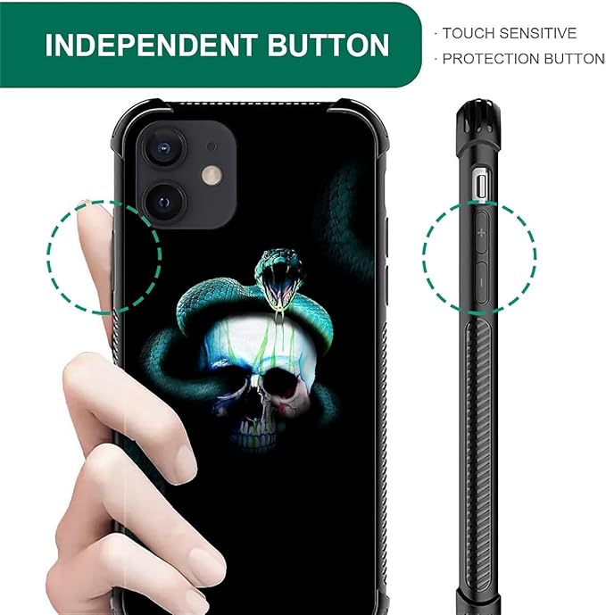 for iPhone 11 Case, Skeleton Winding Snake Pattern Graphic Design Girl Boy Soft - Image 4