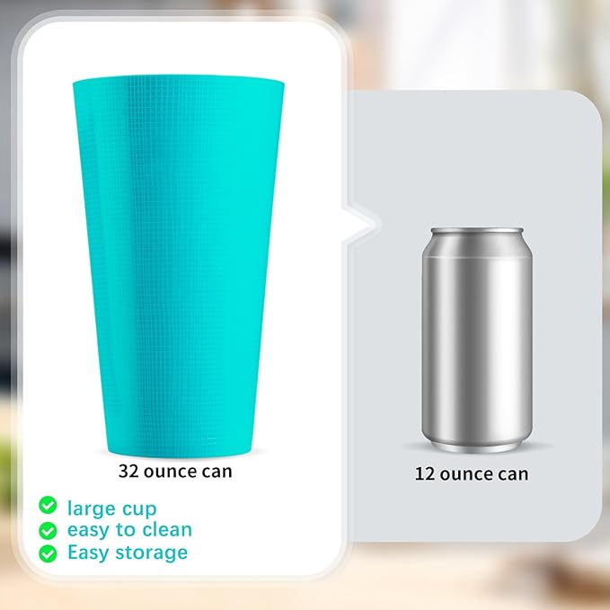 Plastic Cups Large Tumblers 35-ounce Reusable Drinking Glasses set of - Image 3