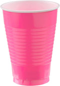 Bright Pink Plastic Cups - 12 oz. - Versatile Drinkware by AmscanPartySupplies