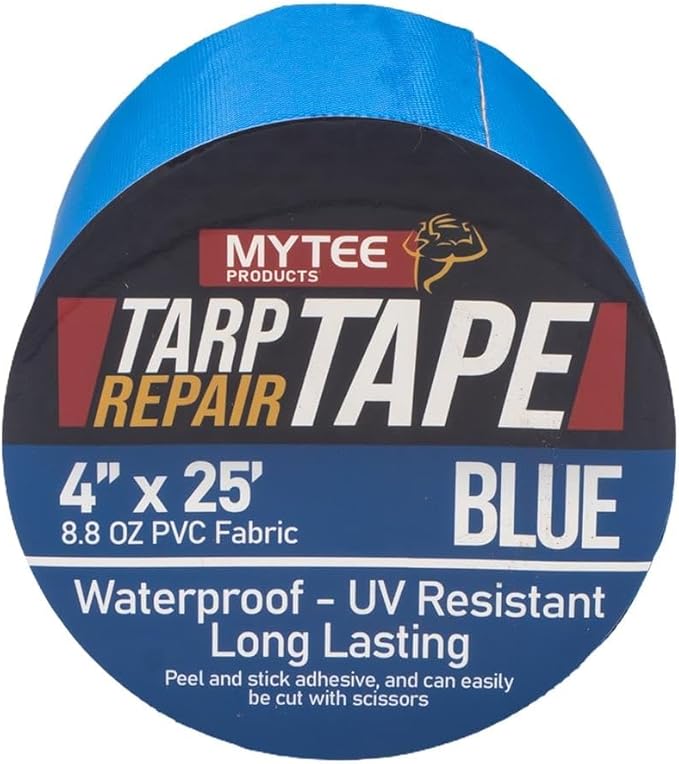 Mytee Products 4" x25' Blue Vinyl Tarp Repair Tape Kit – Heavy Duty 8.8oz Peel - Image 8