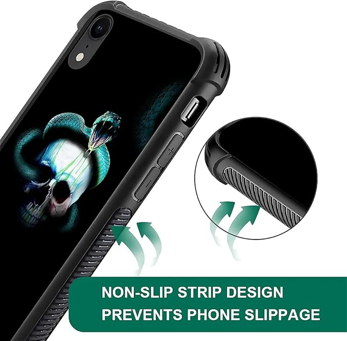 for iPhone XR Case, Skeleton Winding Snake Pattern Graphic Design Girl Boy Soft - Image 5