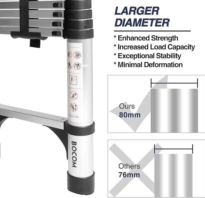 BOCOM 14.5 FT Aluminum Telescoping Ladder, Lightweight Multi-Purpose - Image 2