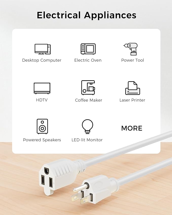 Cable Matters 2-Pack 16 AWG Heavy Duty 13A Power Extension Cord - 3ft - Image 4