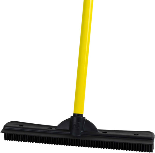 FURemover Original Pet Hair Rubber Broom with Squeegee, with 58" Telescopic Handle for Carpet, Tile and Hardwood