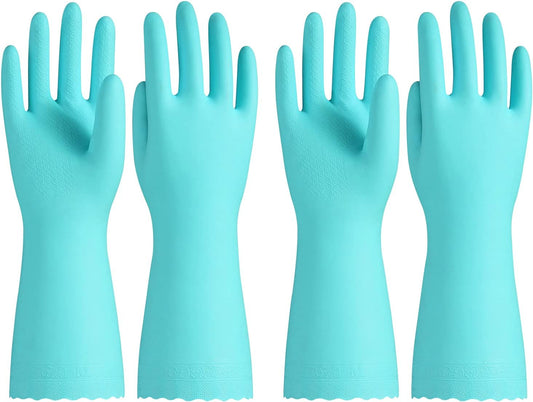 PACIFIC PPE 2 Pairs Reusable Dishwashing Cleaning Gloves with Latex Free, Cotton Lining, Kitchen Gloves, Green, Medium