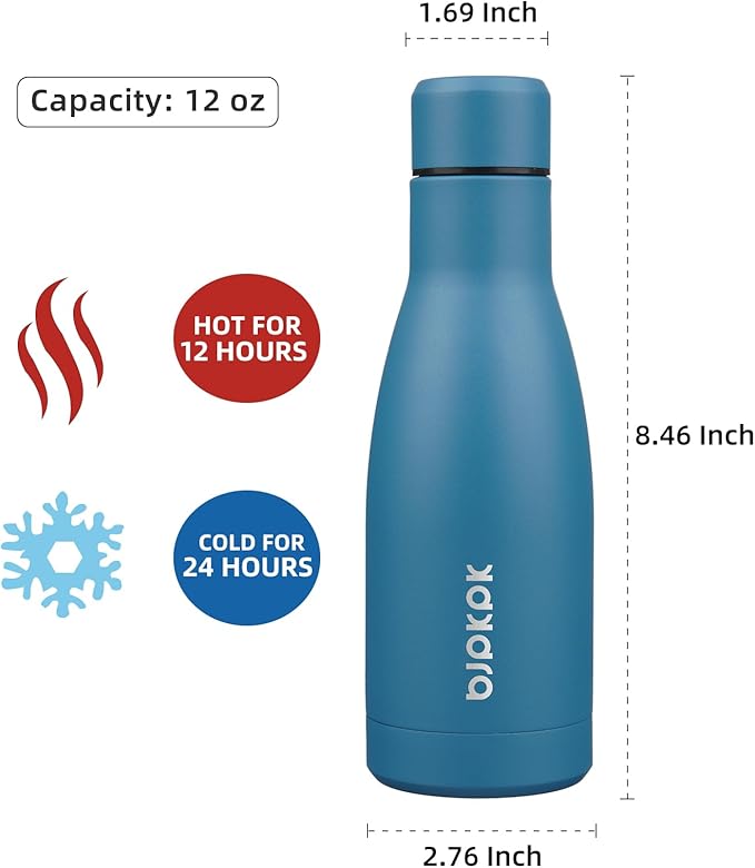 BJPKPK 12oz Water Bottles Stainless Steel Double Wall Vacuum Insulated Small - Image 2