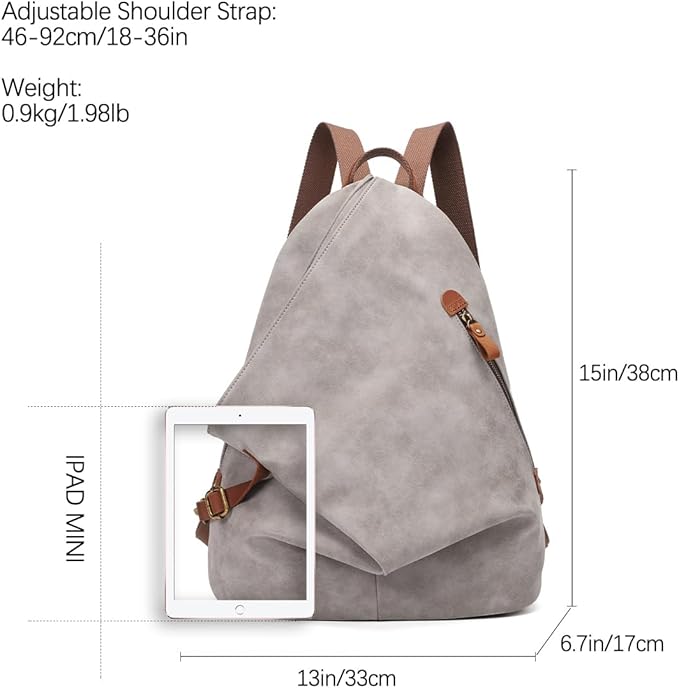 KL928 PU Leather Vintage Backpack – Large Casual Daypack Outdoor Travel - Image 2
