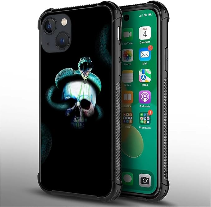 for iPhone 14 Plus Case, Skeleton Winding Snake Pattern Graphic Design Girl Boy - Image 3