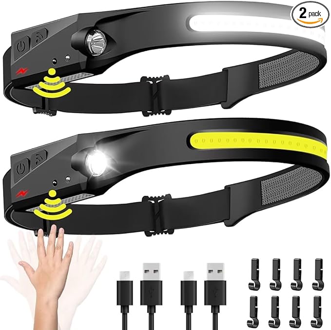 Headlamp Rechargeable 2PCS, 230° Wide Beam Head Lamp LED by BIAT