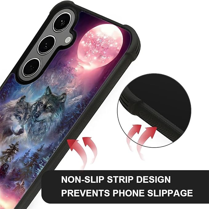 for Samsung Galaxy S24 S25 Plus Case, Star Two Wolfs Howling Pattern Graphic - Image 5