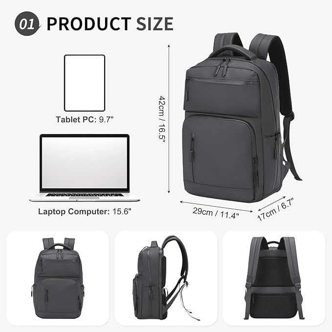 Waterproof Laptop Backpack for Men & Women, Flight Approved Anti-Theft Daypack - Image 3