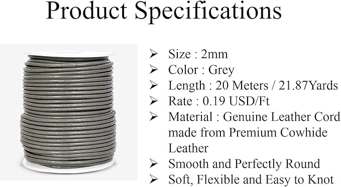 GENIQUE Real/Genuine Round Leather String Cord - Image 3