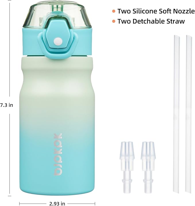 BJPKPK Water Bottle with Straw 14oz Insulated Water Bottles Reusable Stainless - Image 4