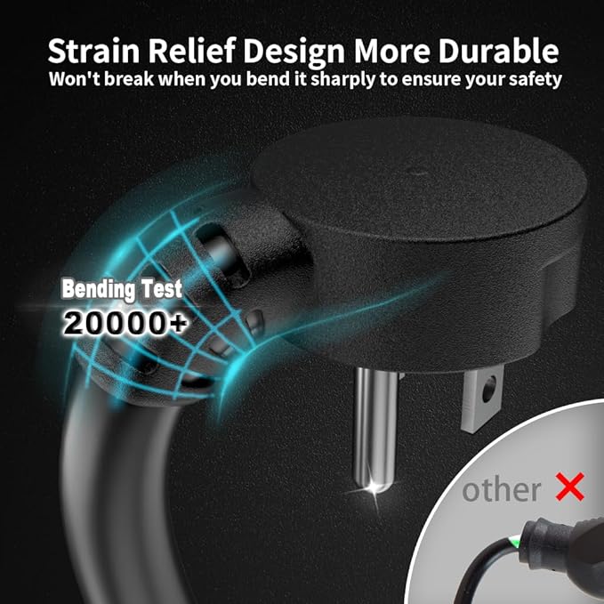 HUANCHAIN 14 Gauge 10 FT Flat Plug Extension Cord Black Indoor Outdoor - Image 3