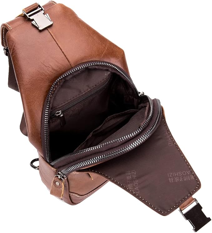 Hebetag Leather Sling Bag Crossbody Backpack - Image 4