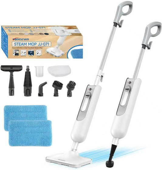 Steam Mop All-in-one Multi-Functional Powerful Steam Cleaner, Handheld Detachable Floor Steamer with 2 Steam Level, 380ML Water Tank & 23FT Power Cord for Floor Cleaning, Bathroom,Clothes, Furniture