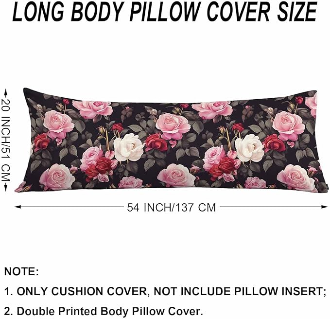 Outdoor Pillows Body Pillow Cover Rose Lumbar Body Pillow Case Protector - Image 6
