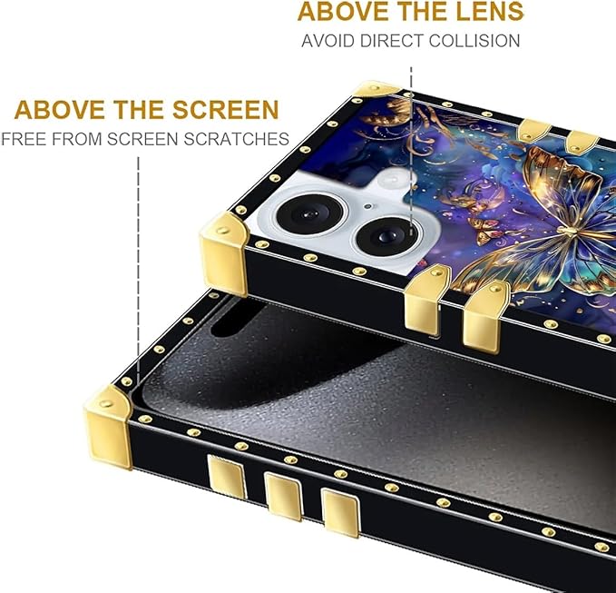 Compatible with iPhone 16 Plus Case, Glistening Golden Butterfly Vibrant Purple - Image 6