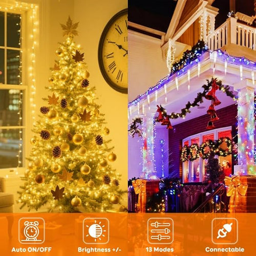 88FT 240LED Connectable String Lights Indoor Outdoor Clear Wire, Warm - Image 2