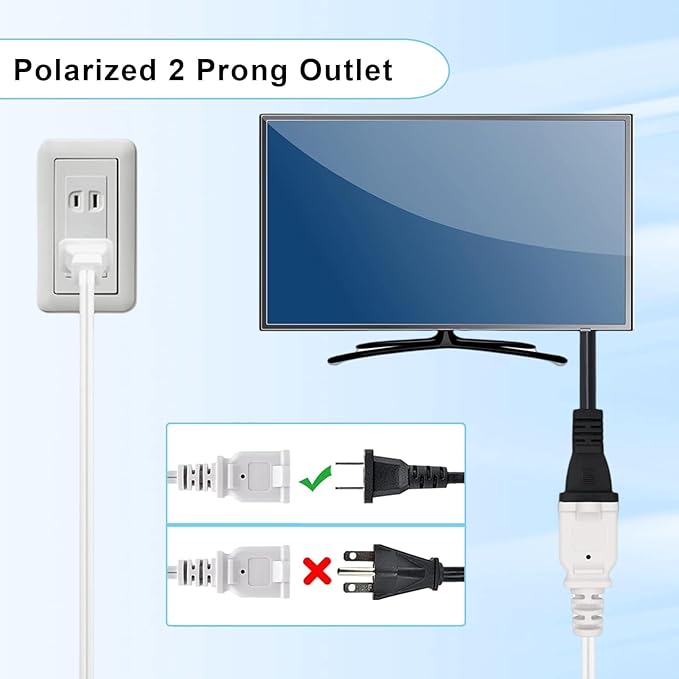 Short Extension Cord 3 Ft, 2-Prong Extension Cord, NEMA 1-15P to 1-15R Thin - Image 4