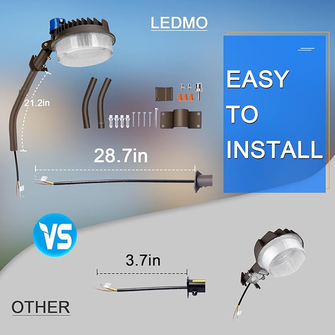 ledmo 120W LED Barn Light Dusk to Dawn Outdoor Lighting 18000lm 5000K LED - Image 2