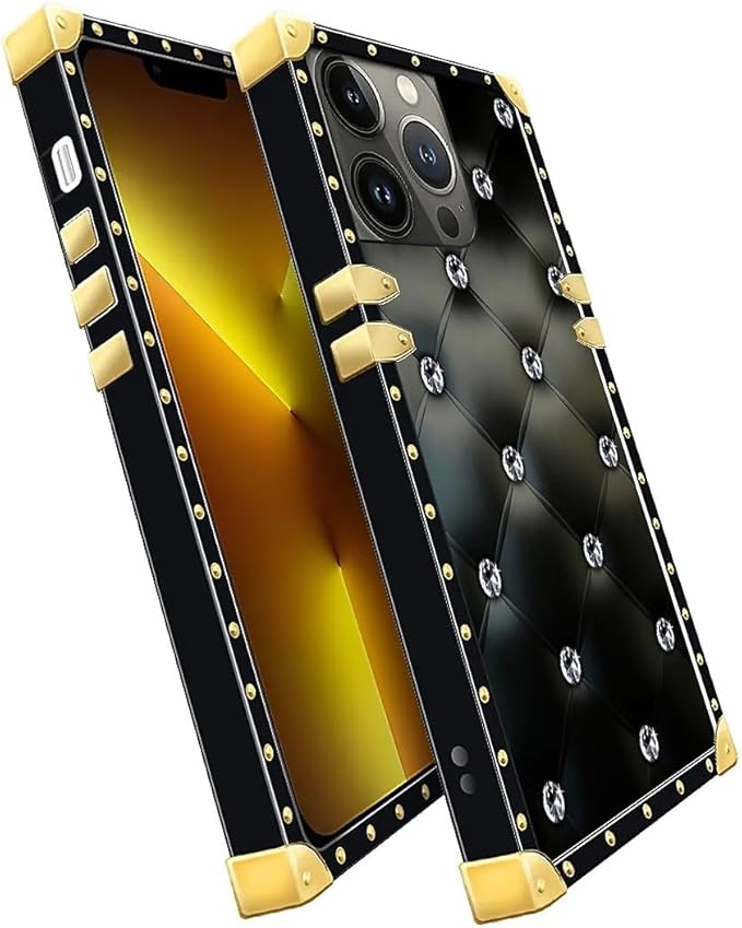 Compatible with iPhone 13 Pro Case, Shiny Black Sofa Crystal Luxury Golden - Image 3