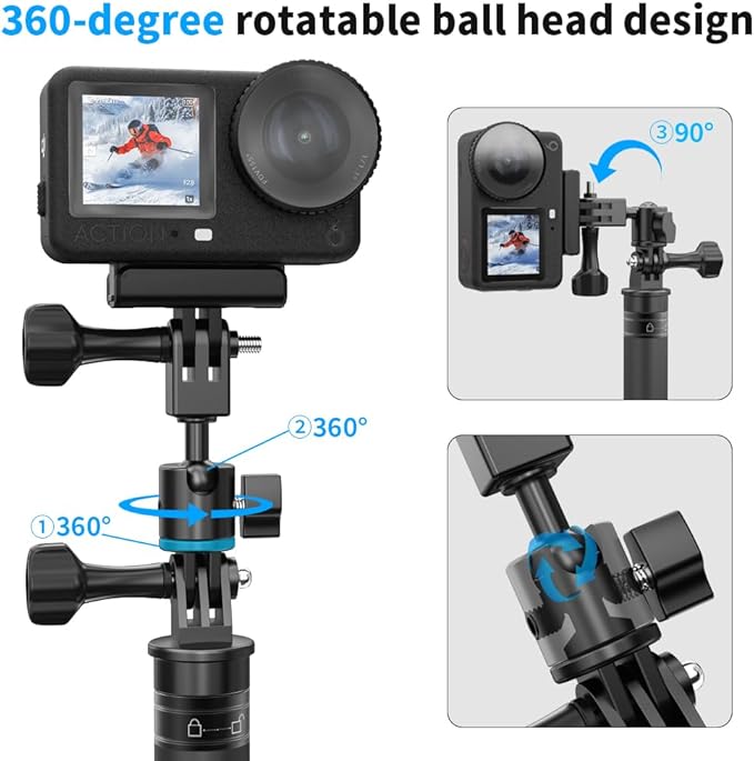 Aluminum 360 Degree Rotation Camera Swivel Mount, Vertical Metal Bracket - Image 3