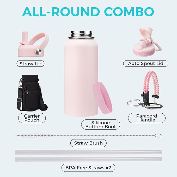 32/40/64 OZ Water Bottle with Straw - Image 2
