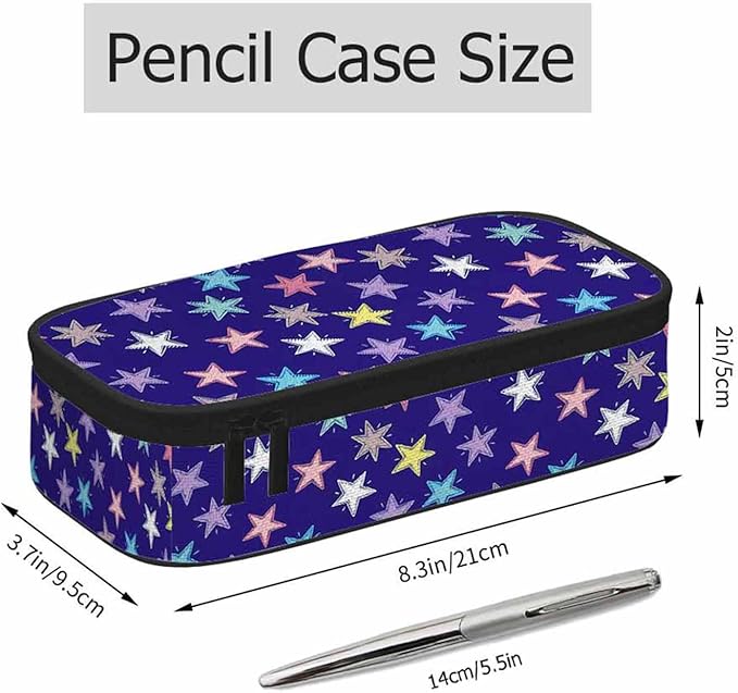 Colorful Stars Pencil Case Woven Stars Purple Blue Red Pencil Bag Pouch Box - Image 2