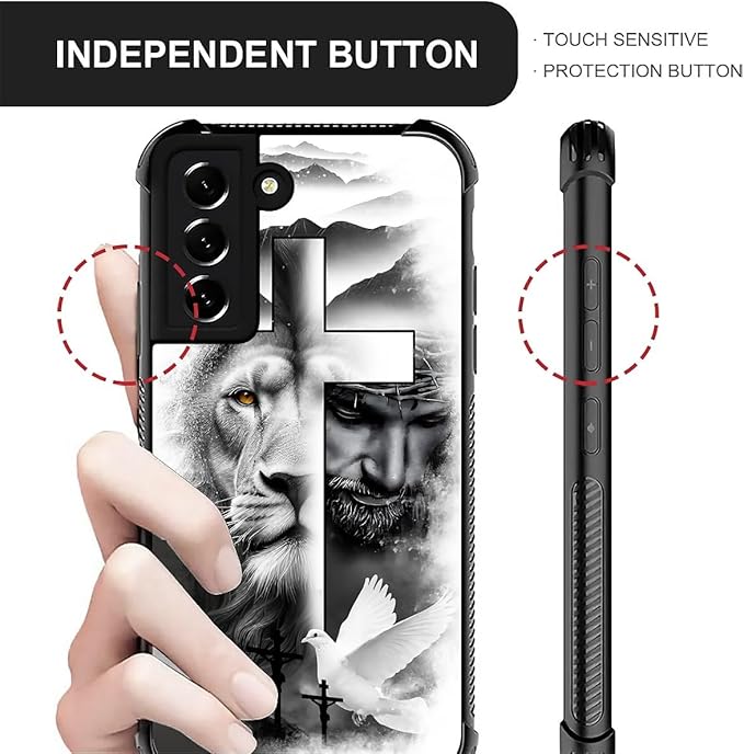 for Samsung Galaxy S21 Plus Case, Lion Cross Jesus Christ Dove Pattern Graphic - Image 5